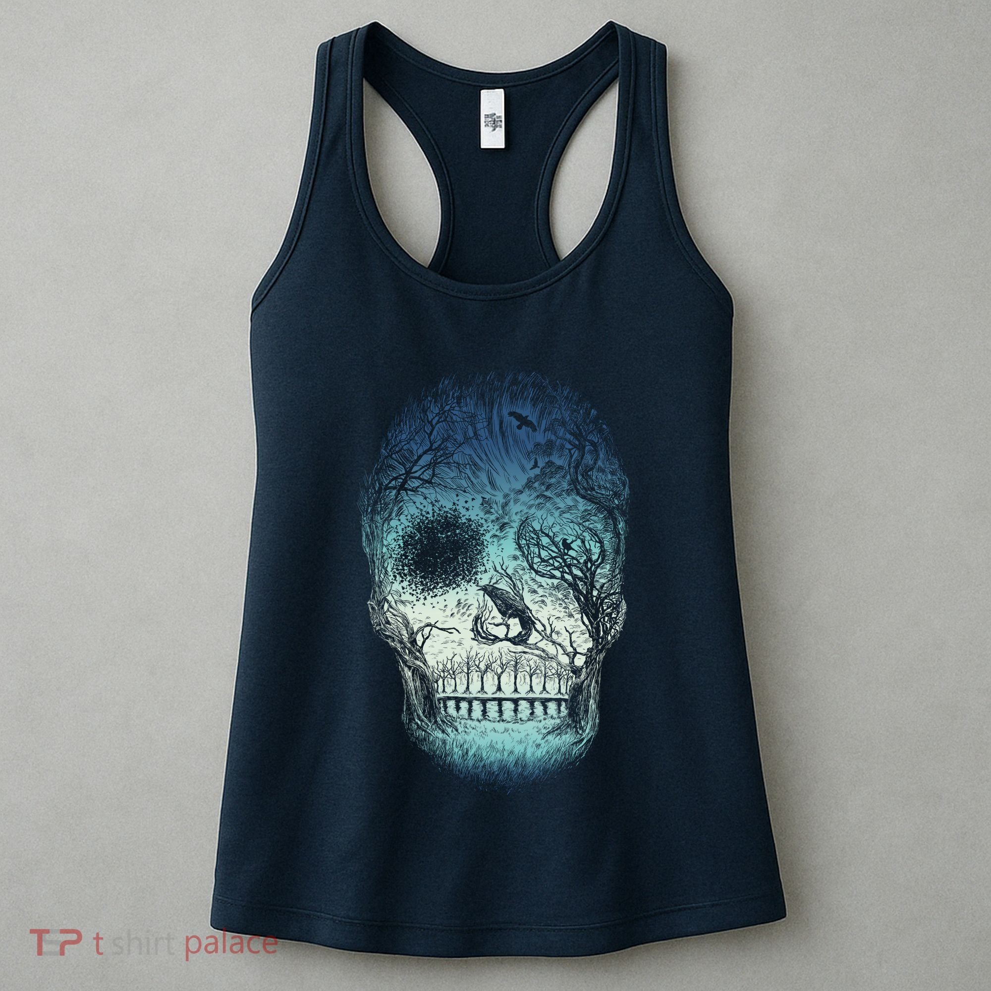 Halloween Dark Nature Forest Skull Women's Tank Top