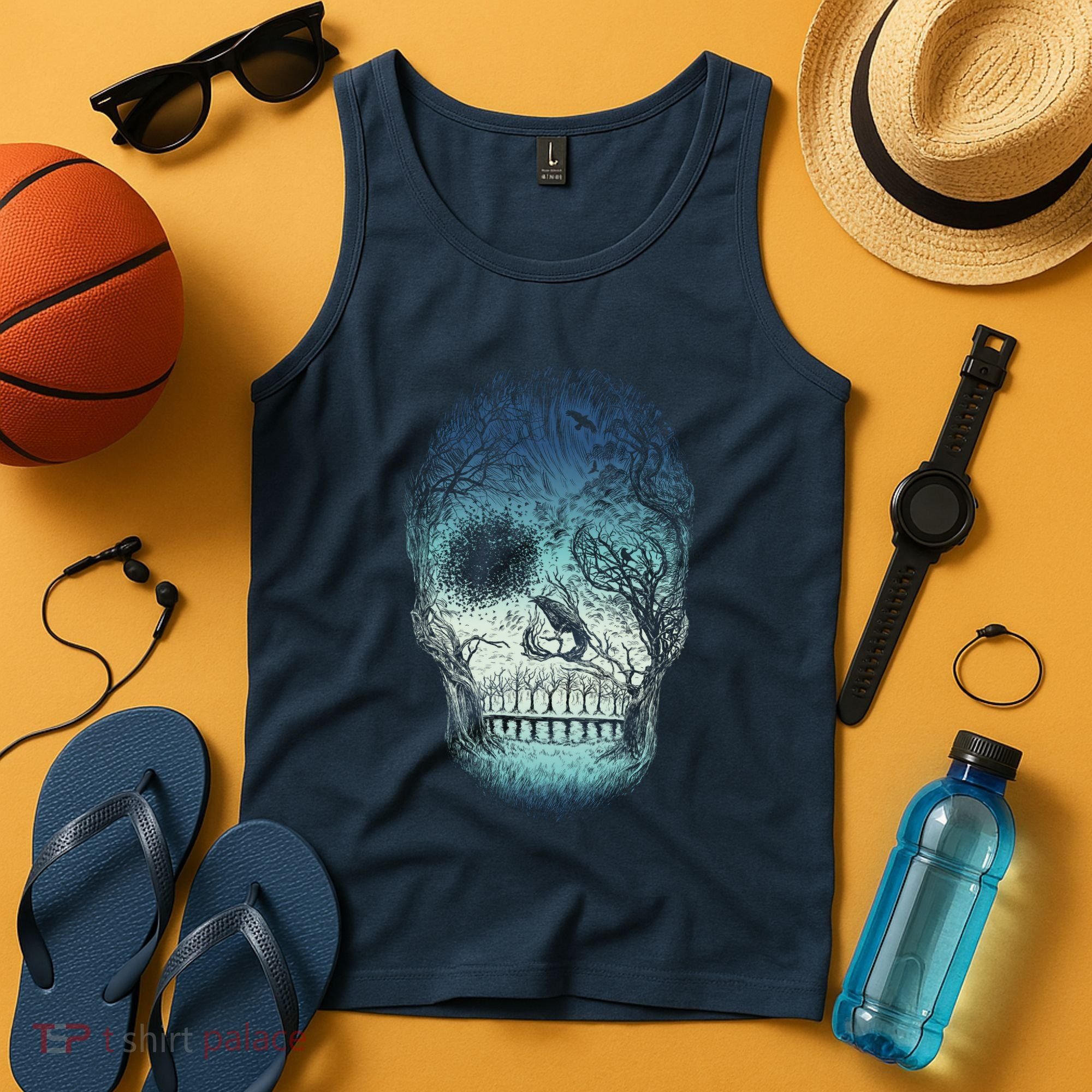 Halloween Dark Nature Forest Skull Tank Top