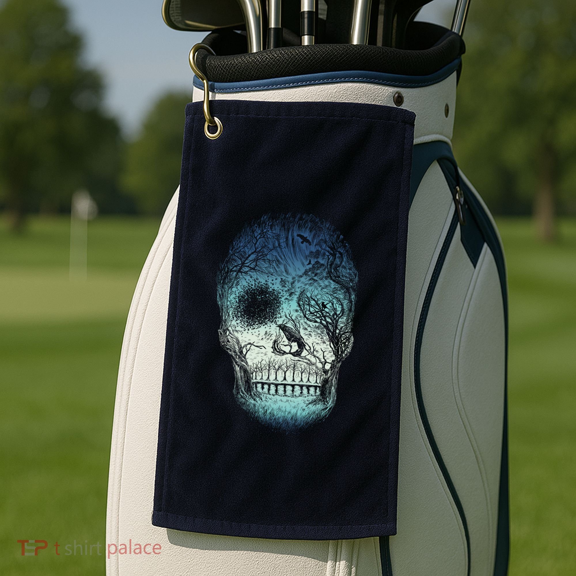 Halloween Dark Nature Forest Skull Golf Towel