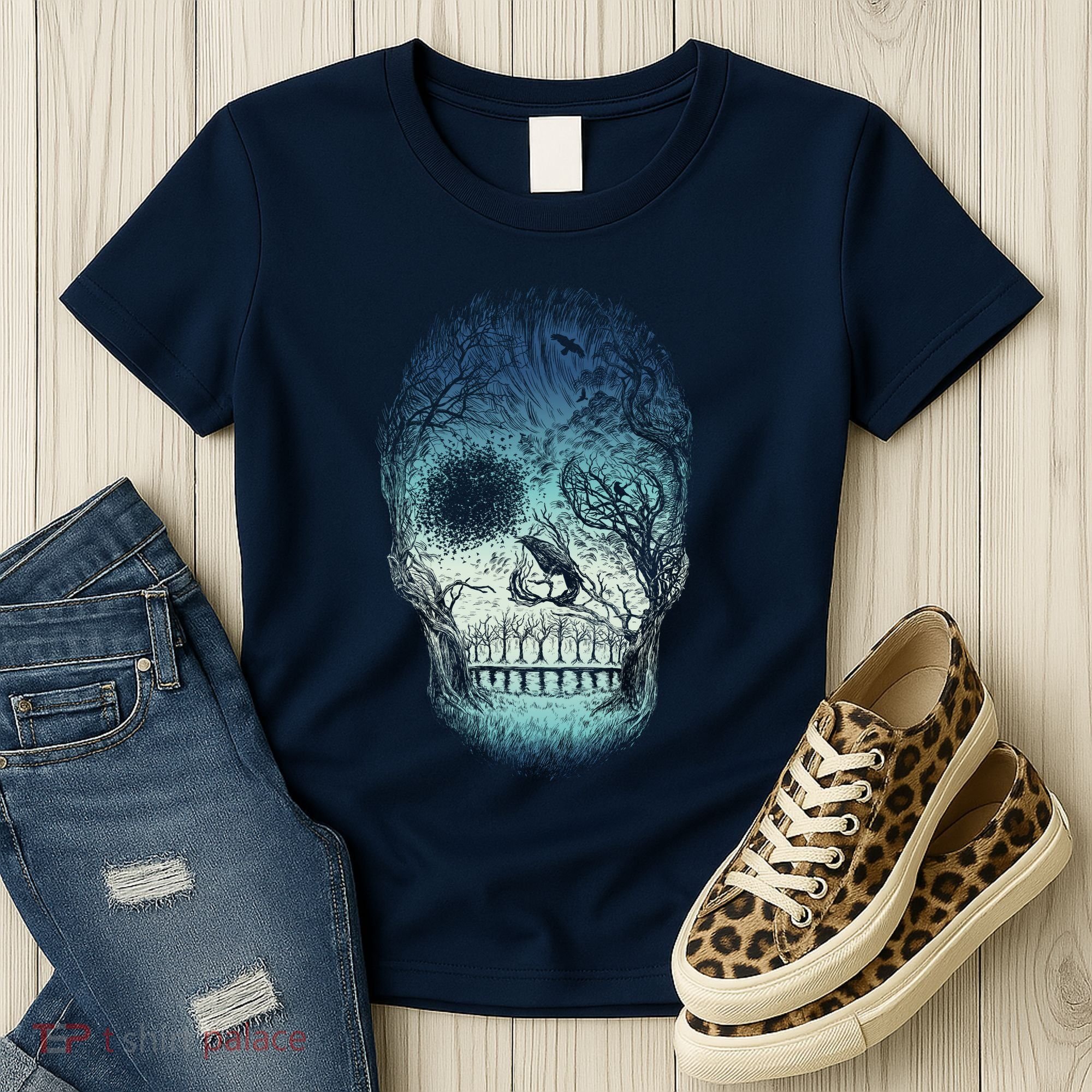 Halloween Dark Nature Forest Skull Women's T-Shirt