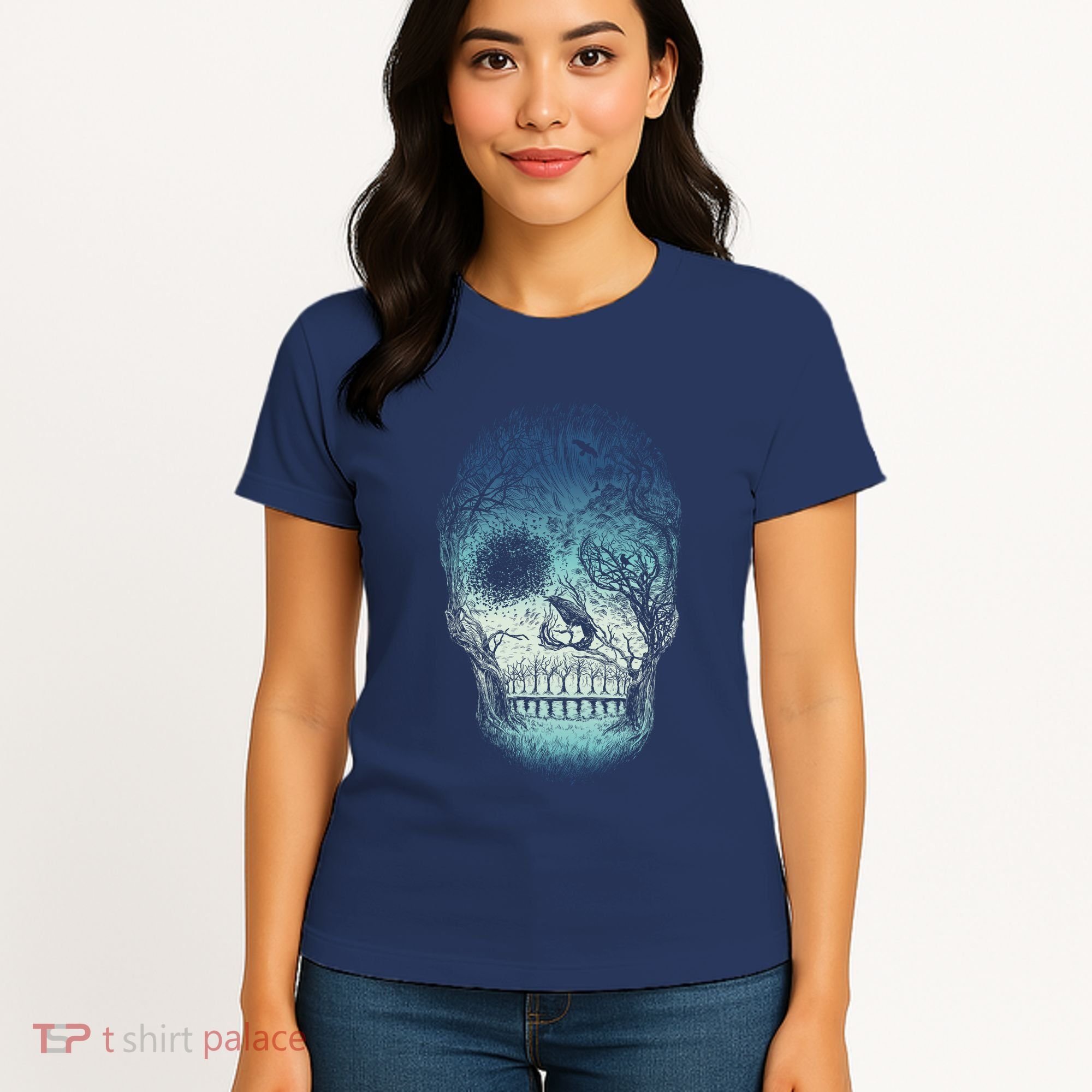Halloween Dark Nature Forest Skull Women's T-Shirt