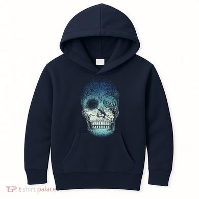 Halloween Dark Nature Forest Skull Kids Hoodie