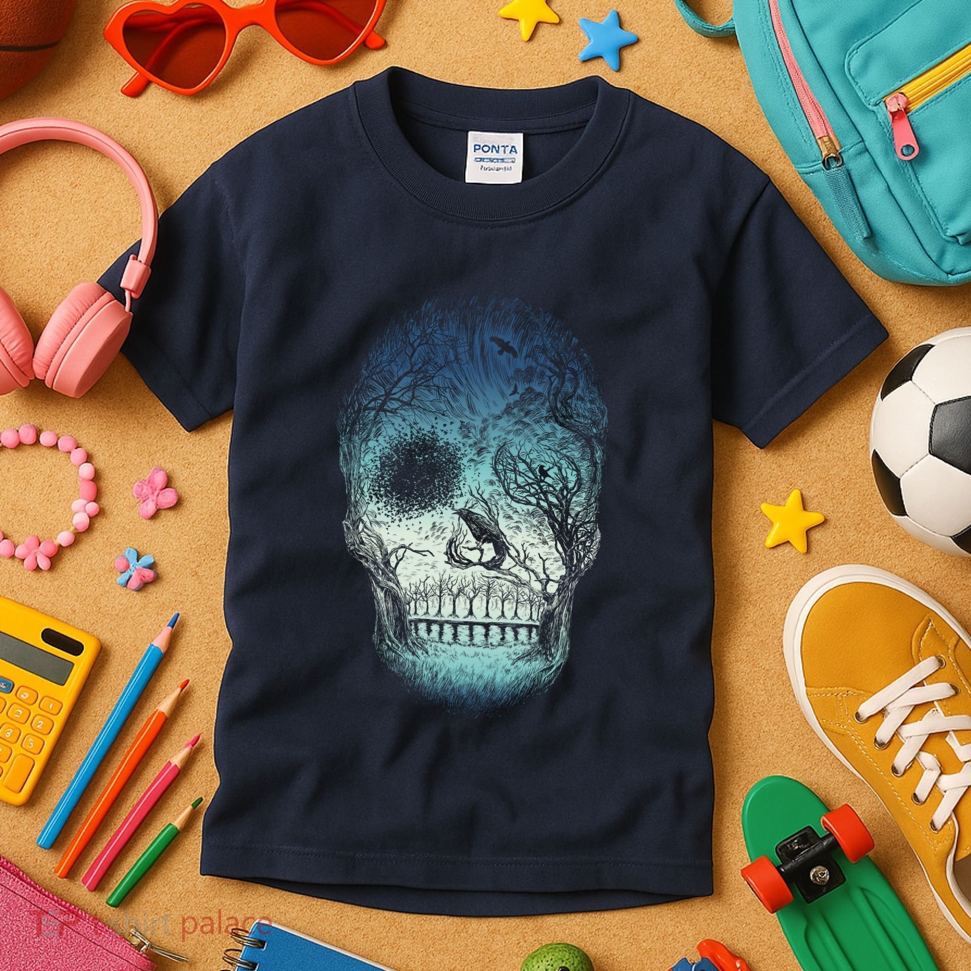 Halloween Dark Nature Forest Skull Kids T-Shirt