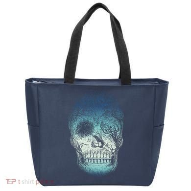 Halloween Dark Nature Forest Skull Tote Bag