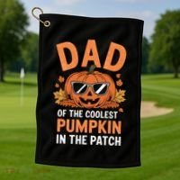 Halloween Dad Of The Coolest Pumpkin In The Patch Gift Golf Towel thumb 1