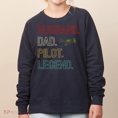 Husband Dad Pilot Legend Retro Pilot Dad Women's Sweatshirt