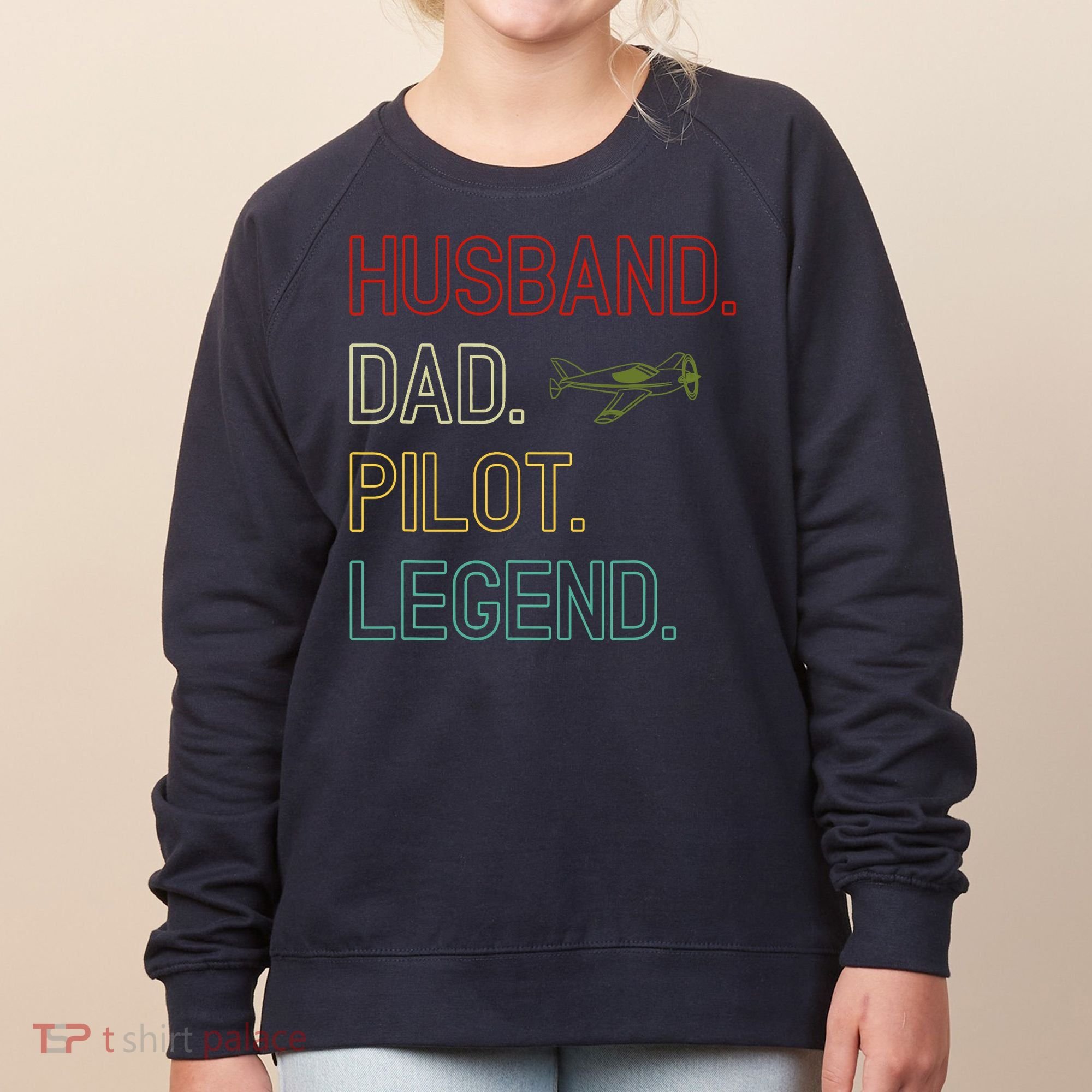 Husband Dad Pilot Legend Retro Pilot Dad Women's Sweatshirt