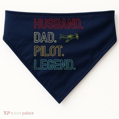 Husband Dad Pilot Legend Retro Pilot Dad USA-Made Doggie Bandana