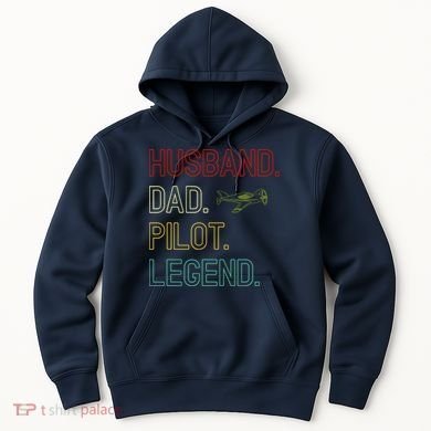 Husband Dad Pilot Legend Retro Pilot Dad Hoodie