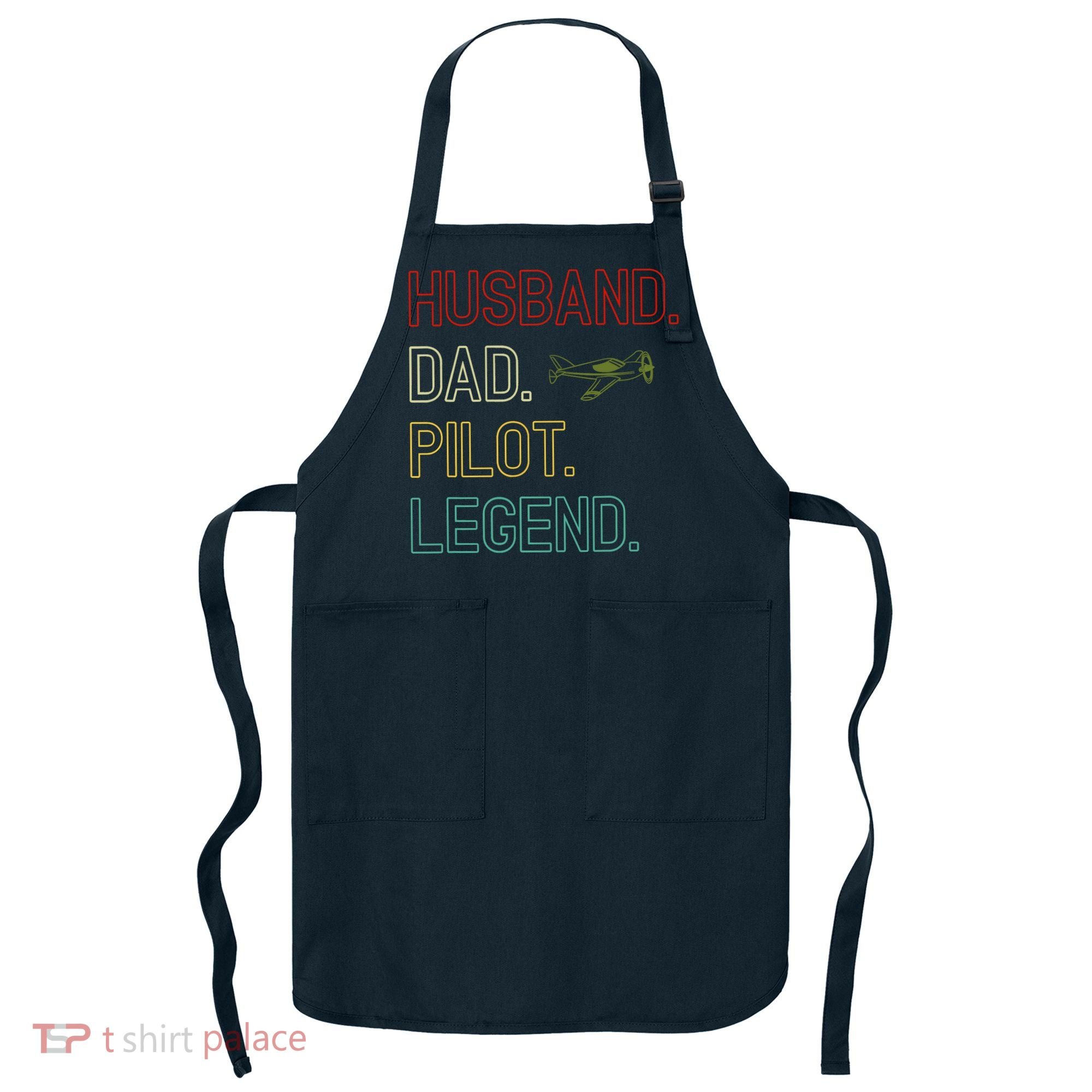 Husband Dad Pilot Legend Retro Pilot Dad Apron