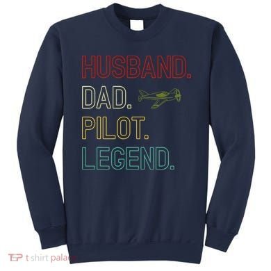 Husband Dad Pilot Legend Retro Pilot Dad Sweatshirt