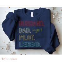 Husband Dad Pilot Legend Retro Pilot Dad Sweatshirt thumb 2