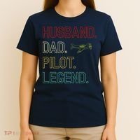 Husband Dad Pilot Legend Retro Pilot Dad T-Shirt thumb 4