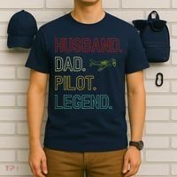 Husband Dad Pilot Legend Retro Pilot Dad T-Shirt thumb 6