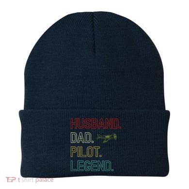 Husband Dad Pilot Legend Retro Pilot Dad Beanie