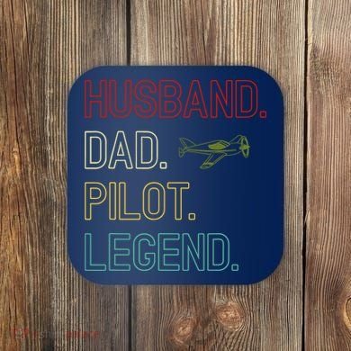 Husband Dad Pilot Legend Retro Pilot Dad Coaster