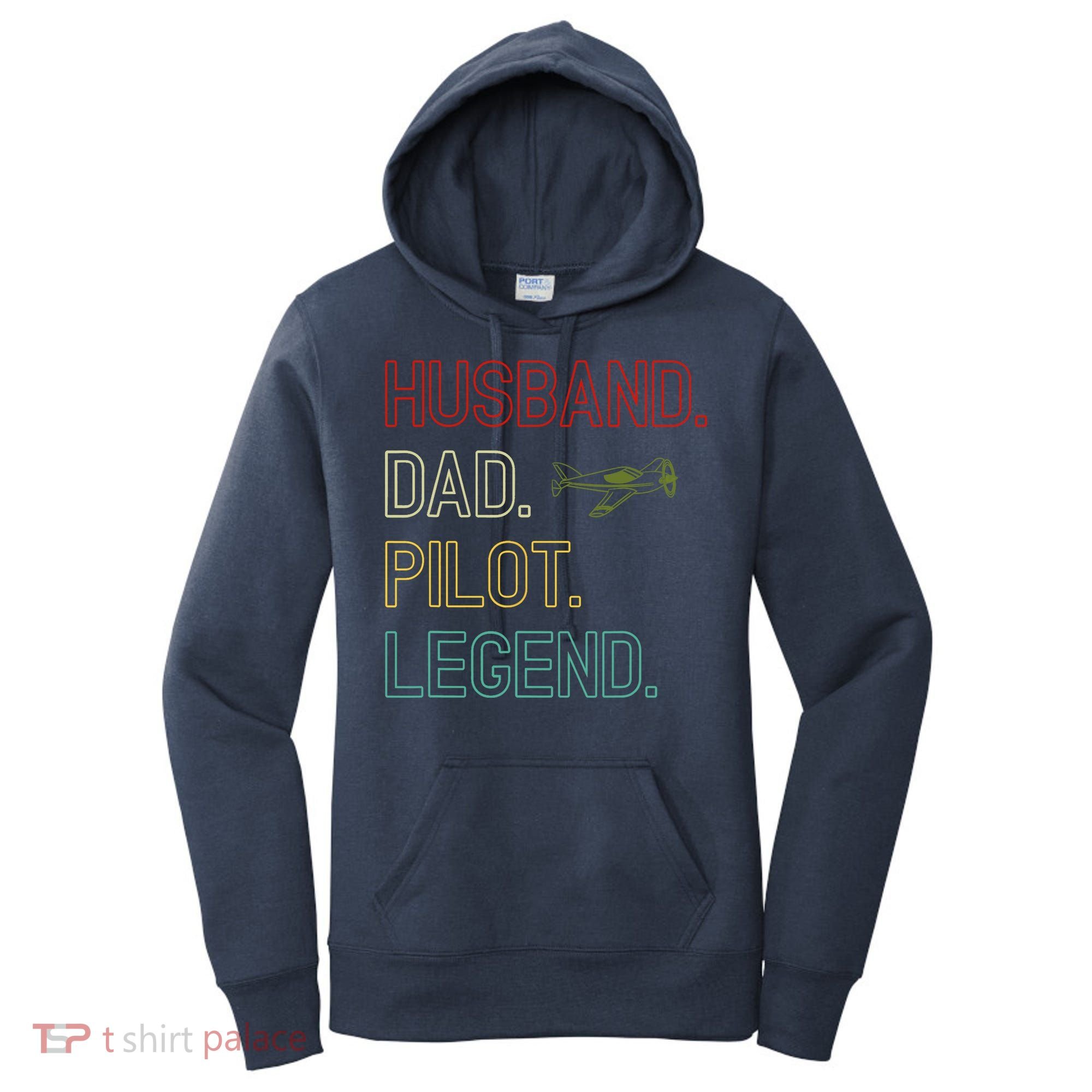 Husband Dad Pilot Legend Retro Pilot Dad Women's Hoodie