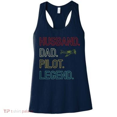 Husband Dad Pilot Legend Retro Pilot Dad Women's Tank Top