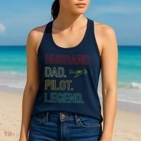 Husband Dad Pilot Legend Retro Pilot Dad Women's Tank Top thumb 2