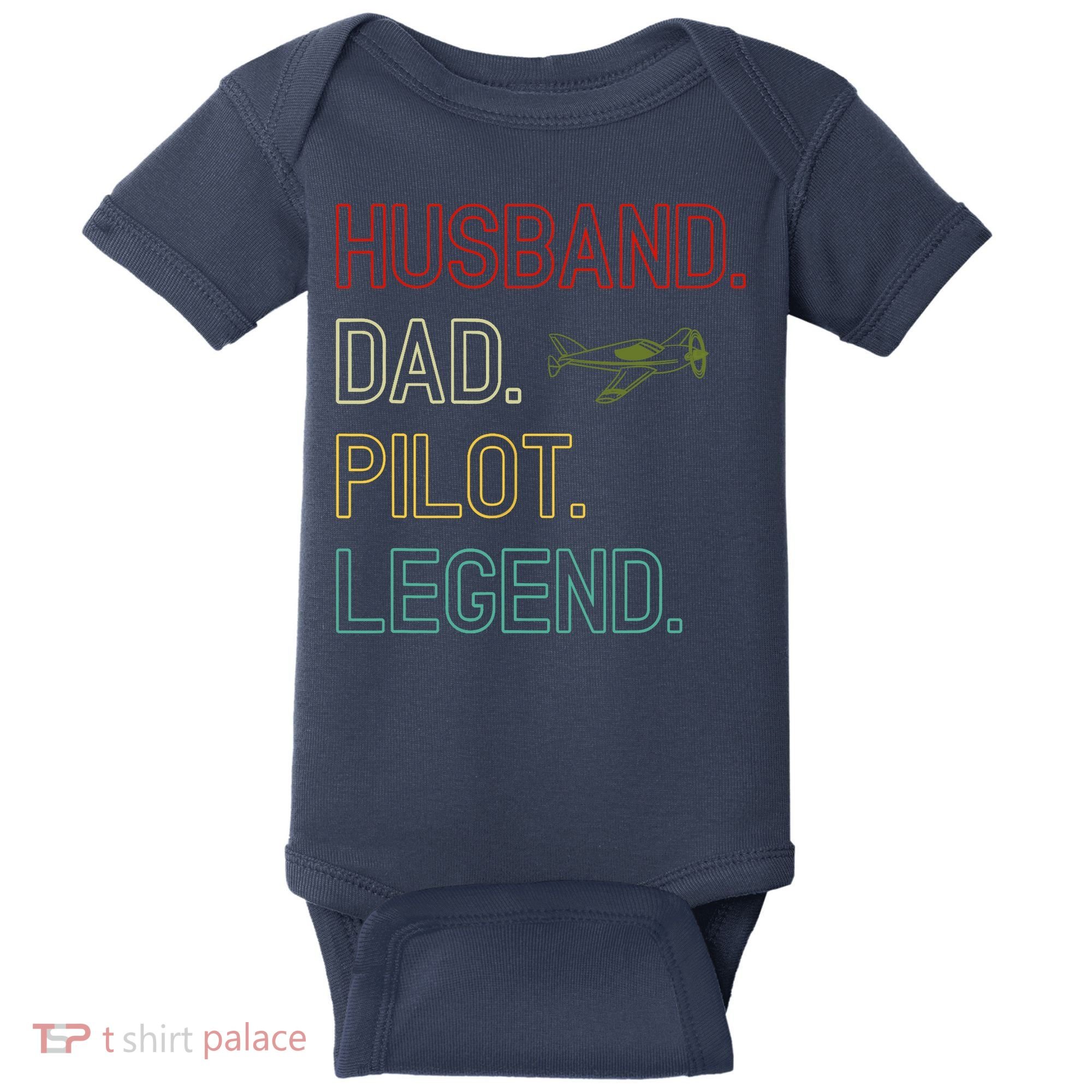 Husband Dad Pilot Legend Retro Pilot Dad Baby Bodysuit