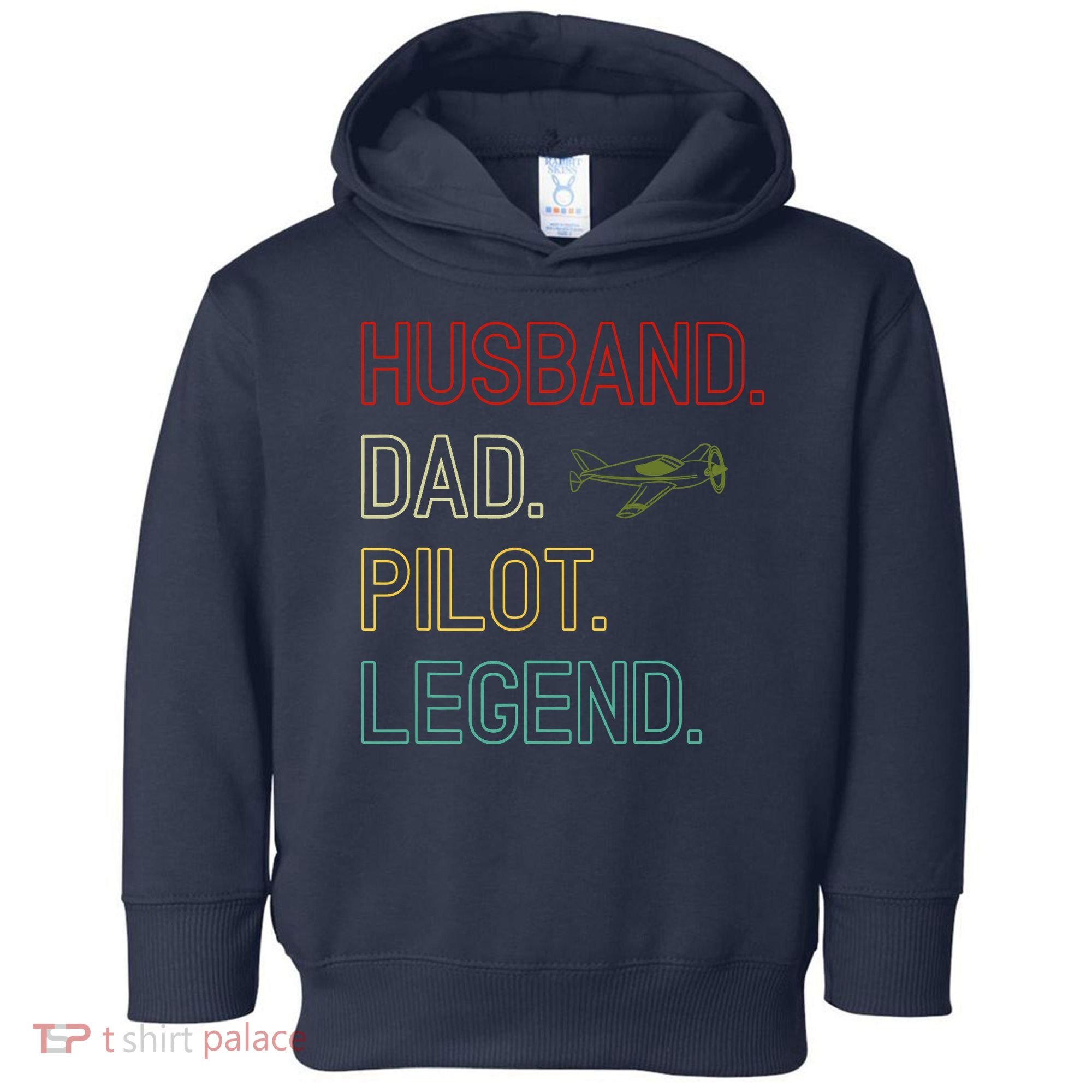 Husband Dad Pilot Legend Retro Pilot Dad Toddler Hoodie