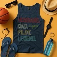Husband Dad Pilot Legend Retro Pilot Dad Tank Top thumb 4