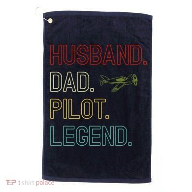 Husband Dad Pilot Legend Retro Pilot Dad Golf Towel