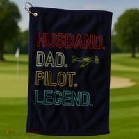 Husband Dad Pilot Legend Retro Pilot Dad Golf Towel thumb 1