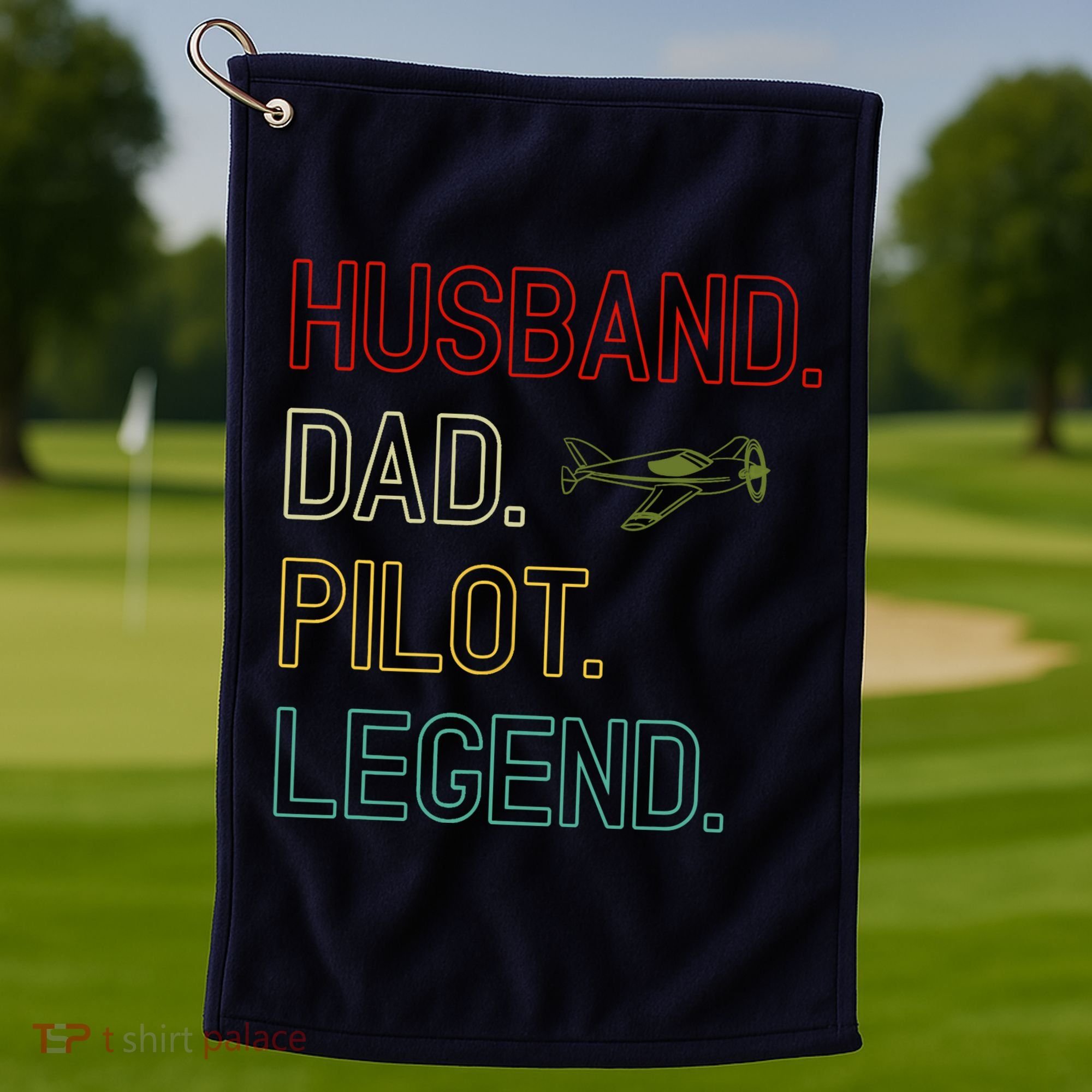 Husband Dad Pilot Legend Retro Pilot Dad Golf Towel