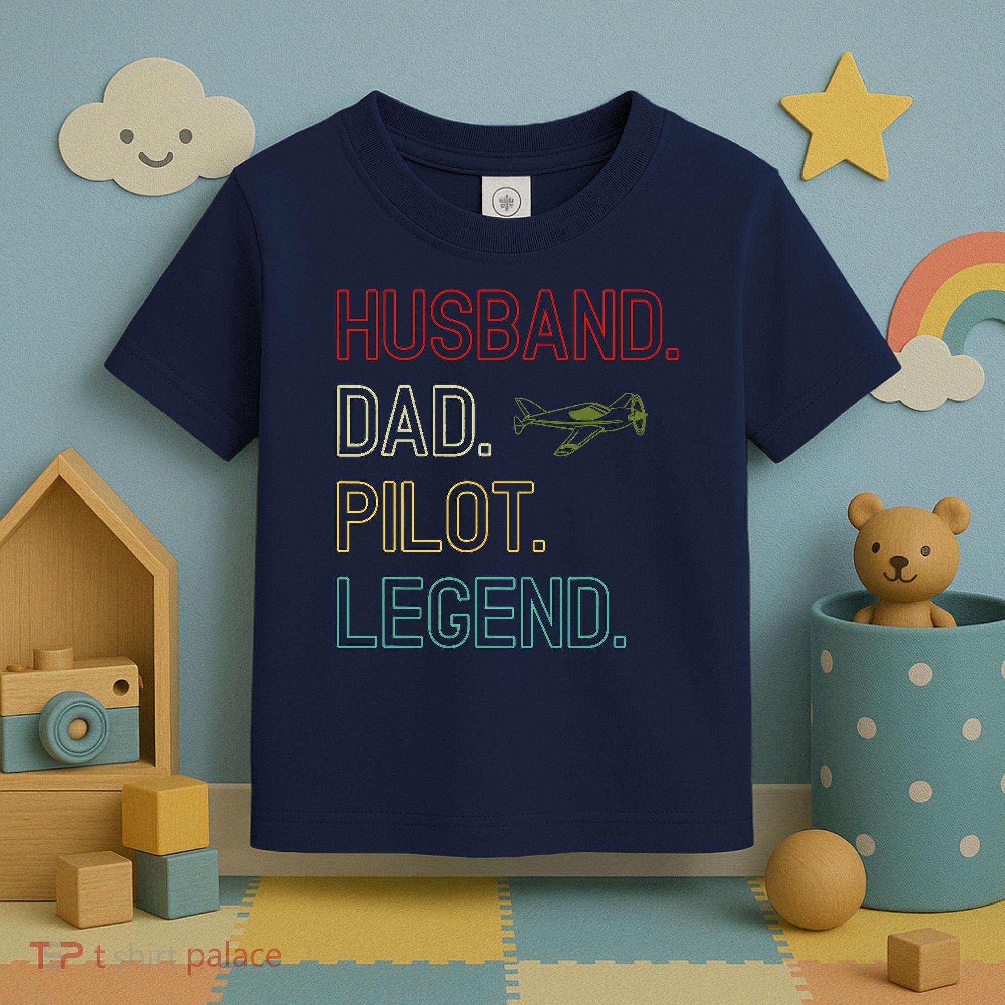 Husband Dad Pilot Legend Retro Pilot Dad Toddler T-Shirt