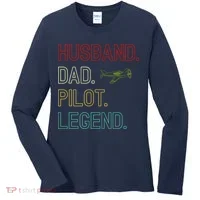 Husband Dad Pilot Legend Retro Pilot Dad Women's Long Sleeve Shirt thumb 0