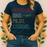 Husband Dad Pilot Legend Retro Pilot Dad Women's T-Shirt thumb 2