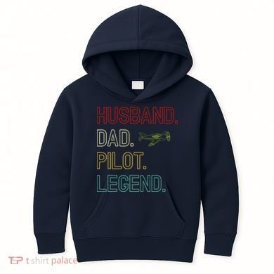Husband Dad Pilot Legend Retro Pilot Dad Kids Hoodie