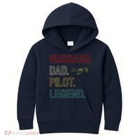 Husband Dad Pilot Legend Retro Pilot Dad Kids Hoodie thumb 0