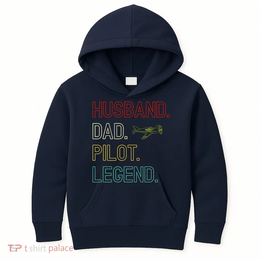 Husband Dad Pilot Legend Retro Pilot Dad Kids Hoodie