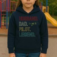 Husband Dad Pilot Legend Retro Pilot Dad Kids Hoodie thumb 3