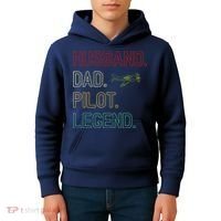 Husband Dad Pilot Legend Retro Pilot Dad Kids Hoodie thumb 4