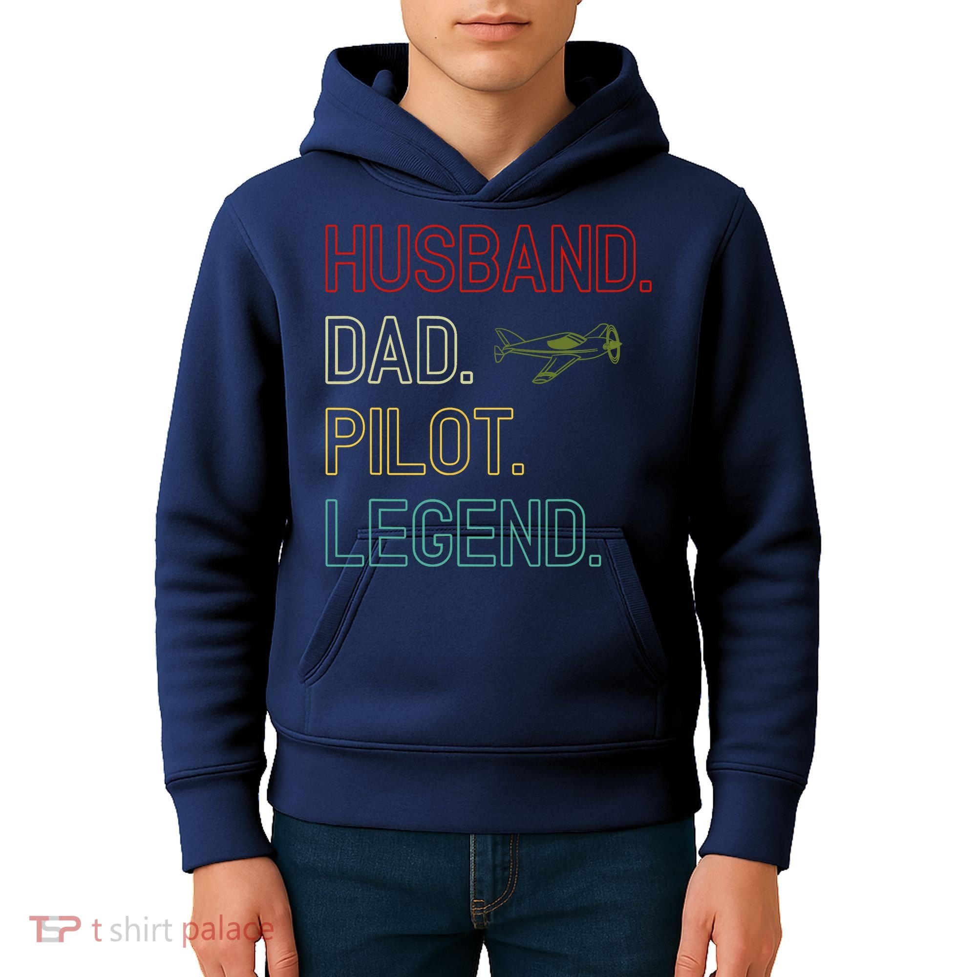 Husband Dad Pilot Legend Retro Pilot Dad Kids Hoodie