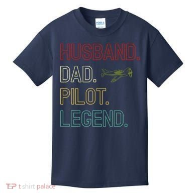 Husband Dad Pilot Legend Retro Pilot Dad Kids T-Shirt