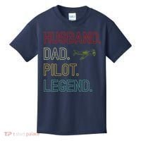 Husband Dad Pilot Legend Retro Pilot Dad Kids T-Shirt thumb 0