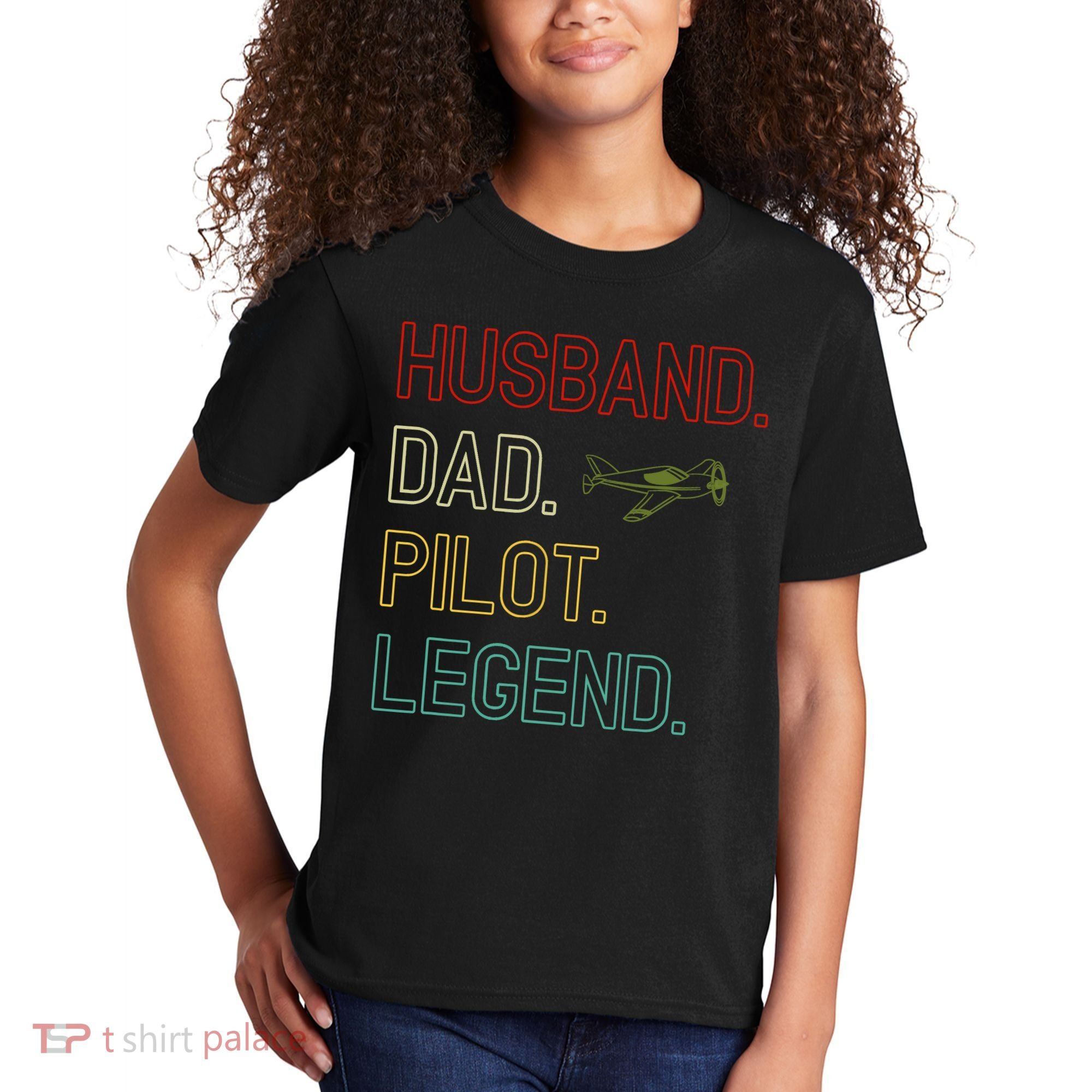 Husband Dad Pilot Legend Retro Pilot Dad Kids T-Shirt