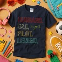 Husband Dad Pilot Legend Retro Pilot Dad Kids T-Shirt thumb 3