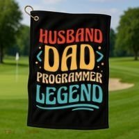 Husband Dad Programmer Legend Golf Towel thumb 1