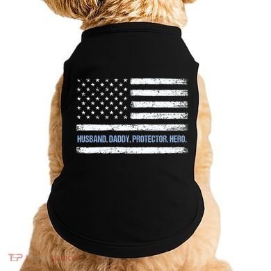 Husband Daddy Protector Hero Fathers Day American Flag Dad Cool Gift Doggie Tank
