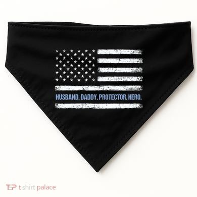 Husband Daddy Protector Hero Fathers Day American Flag Dad Cool Gift USA-Made Doggie Bandana