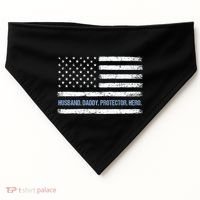 Husband Daddy Protector Hero Fathers Day American Flag Dad Cool Gift USA-Made Doggie Bandana thumb 0