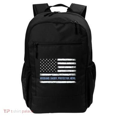 Husband Daddy Protector Hero Fathers Day American Flag Dad Cool Gift Backpack