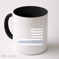 Husband Daddy Protector Hero Fathers Day American Flag Dad Cool Gift Coffee Mug thumb 0