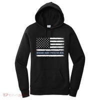 Husband Daddy Protector Hero Fathers Day American Flag Dad Cool Gift Women's Hoodie thumb 0
