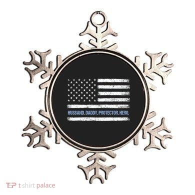 Husband Daddy Protector Hero Fathers Day American Flag Dad Cool Gift Ornament